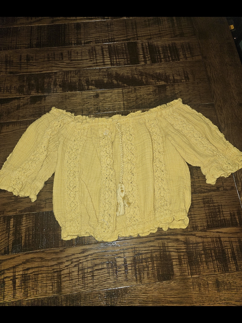 American Eagle Outfitters Mustard Yellow Off-Shoulder Crop Top